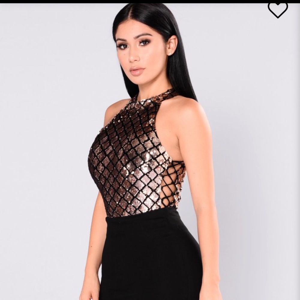 Gold and Black Sequin Bodysuit